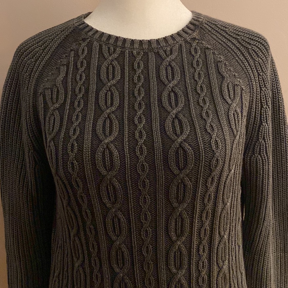 Artisan NY Mineral Washed Cable Knit Crew Neck Sweater - Picture 2 of 10